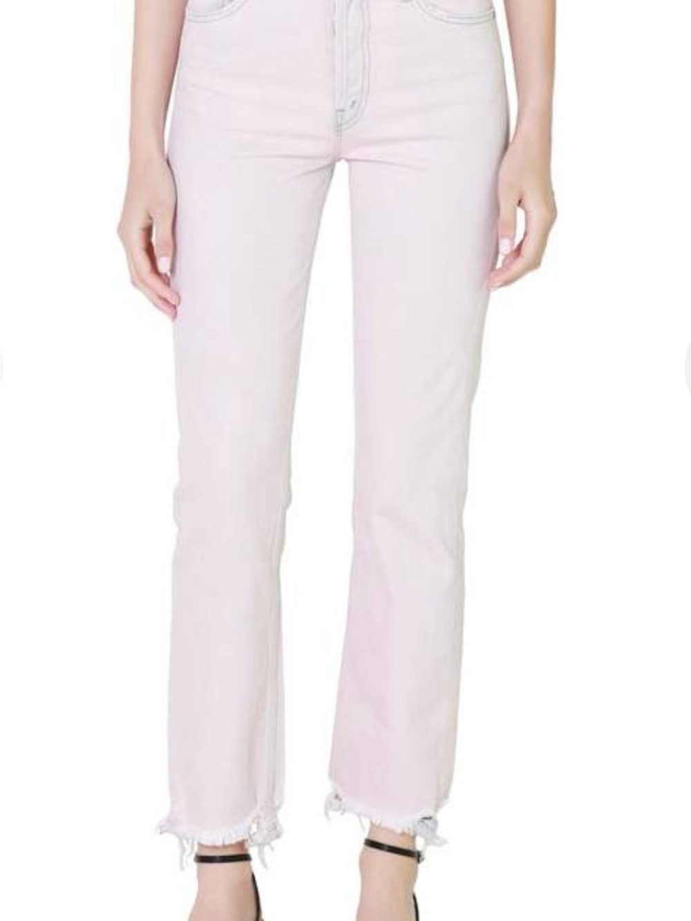 MOTHER Suprior Tomcat Ankle Blush Pink High-Rise Frayed Hem Size 28